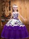 Latest Sleeveless Lace Up Floor Length Embroidery Kids Formal Wear