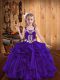 Floor Length Purple Child Pageant Dress Straps Sleeveless Lace Up