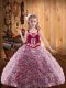Customized Multi-color Ball Gowns Fabric With Rolling Flowers Straps Sleeveless Embroidery and Ruffles Floor Length Lace Up Little Girls Pageant Gowns