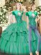 Floor Length Turquoise Ball Gown Prom Dress Sweetheart Sleeveless Lace Up