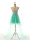 Enchanting Tulle Sleeveless High Low Prom Dresses and Appliques