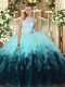 Super Multi-color Sleeveless Ruffles Floor Length Ball Gown Prom Dress