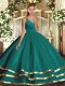 Turquoise V-neck Neckline Ruffled Layers Quinceanera Gown Sleeveless Backless