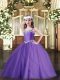 Straps Sleeveless Tulle Little Girls Pageant Dress Beading Sweep Train Lace Up