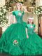 Luxury Ball Gowns 15 Quinceanera Dress Turquoise Sweetheart Organza Sleeveless Floor Length Lace Up