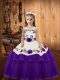 Amazing Eggplant Purple Straps Lace Up Embroidery and Ruffled Layers Little Girl Pageant Dress Sleeveless