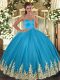 Clearance Baby Blue Sweetheart Lace Up Appliques 15th Birthday Dress Sleeveless
