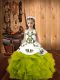 Olive Green Girls Pageant Dresses Party and Wedding Party with Embroidery and Ruffles Straps Sleeveless Lace Up