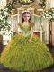 Straps Sleeveless Organza Little Girl Pageant Dress Beading and Ruffles Lace Up