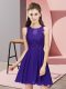 Romantic Purple Quinceanera Court of Honor Dress Prom and Party and Wedding Party with Appliques Scoop Sleeveless Zipper
