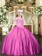 High Class Satin Sleeveless Floor Length Girls Pageant Dresses and Beading