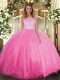 Sleeveless Clasp Handle Floor Length Lace Sweet 16 Quinceanera Dress