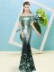 Vintage Floor Length Zipper Homecoming Dress Turquoise for Prom and Party with Sequins