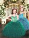 Ball Gowns Little Girls Pageant Dress Wholesale Dark Green Spaghetti Straps Organza Sleeveless Floor Length Lace Up