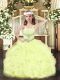 Sweet Ball Gowns Little Girls Pageant Gowns Yellow Straps Organza Sleeveless Floor Length Lace Up