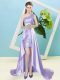 Elegant Lavender One Shoulder Lace Up Sequins Prom Evening Gown Sleeveless