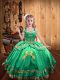 Glorious Floor Length Lace Up Little Girl Pageant Dress Turquoise for Sweet 16 and Quinceanera with Beading and Embroidery