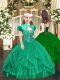 Beading and Ruffles Little Girls Pageant Dress Turquoise Lace Up Sleeveless Floor Length