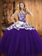 On Sale Sleeveless Lace Up Floor Length Embroidery Quinceanera Dress