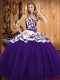 On Sale Sleeveless Lace Up Floor Length Embroidery Quinceanera Dress