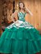 Low Price Sweetheart Sleeveless Organza Quinceanera Dresses Embroidery Sweep Train Lace Up