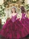 Attractive Sleeveless Lace Up Floor Length Beading and Ruffles Little Girls Pageant Dress Wholesale