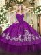Hot Selling Fuchsia Taffeta Zipper V-neck Sleeveless Floor Length Sweet 16 Dresses Beading and Appliques