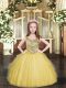 Gold Tulle Lace Up Kids Formal Wear Sleeveless Floor Length Beading and Ruffles Gold Tulle Lace Up Kids Formal Wear Sleeveless Floor Length Beading and Ruffles