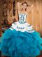 Perfect Ball Gowns Sweet 16 Quinceanera Dress Teal Strapless Satin and Organza Sleeveless Floor Length Lace Up