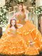 Fashionable Beading and Ruffled Layers Sweet 16 Quinceanera Dress Orange Red Lace Up Sleeveless Floor Length