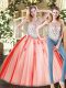 Captivating Scoop Sleeveless Vestidos de Quinceanera Floor Length Beading Red Tulle