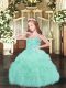 Sleeveless Beading and Ruffles and Pick Ups Lace Up Little Girls Pageant Gowns