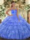 Sleeveless Beading and Ruffled Layers Lace Up Quinceanera Gown