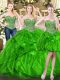 Sexy Green Ball Gowns Organza Sweetheart Sleeveless Beading and Ruffles Floor Length Lace Up Sweet 16 Dress