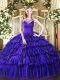Gorgeous Purple Side Zipper Sweetheart Beading and Ruffled Layers Quinceanera Dresses Organza Sleeveless