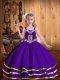 Hot Selling Eggplant Purple Glitz Pageant Dress Party and Sweet 16 and Quinceanera and Wedding Party with Beading and Ruffled Layers Straps Sleeveless Lace Up