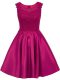 Fuchsia A-line Scoop Sleeveless Satin Mini Length Zipper Lace Court Dresses for Sweet 16