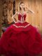 Attractive Floor Length Burgundy 15th Birthday Dress Sweetheart Sleeveless Lace Up