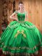Sleeveless Beading and Embroidery Lace Up Quince Ball Gowns