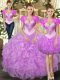 Vintage Straps Sleeveless Lace Up 15 Quinceanera Dress Lilac Tulle
