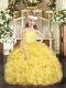 Charming Floor Length Ball Gowns Sleeveless Gold Winning Pageant Gowns Zipper