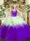 Scoop Sleeveless Tulle Quinceanera Gown Beading and Ruffles Side Zipper