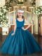 Floor Length Teal Pageant Dress Wholesale Tulle Sleeveless Beading