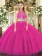 Captivating Fuchsia Scoop Neckline Beading Quinceanera Gown Sleeveless Zipper