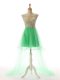 Scoop Sleeveless Tulle Prom Party Dress Appliques Backless