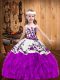 Organza Sleeveless Floor Length Pageant Dress for Girls and Beading and Embroidery