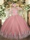 Low Price Sleeveless Floor Length Appliques Zipper Sweet 16 Quinceanera Dress with Rust Red