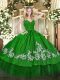 Vintage Sleeveless Floor Length Beading and Appliques Zipper Quinceanera Dresses with Green