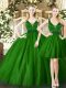 Dark Green Ball Gowns Tulle Straps Sleeveless Ruching Floor Length Lace Up 15th Birthday Dress