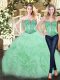 Fashionable Apple Green Organza Lace Up Sweet 16 Dress Sleeveless Floor Length Ruffles